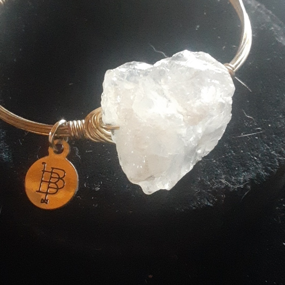 Bourbon and Bowties Gold Tone Wire Bracelet with Clear Stones - Picture 3 of 5